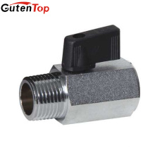 GutenTop High Quality 3 / 8inch bsp rosca macho y hembra mini válvula de bola de latón con mango negro para agua, aire, aceite y gas